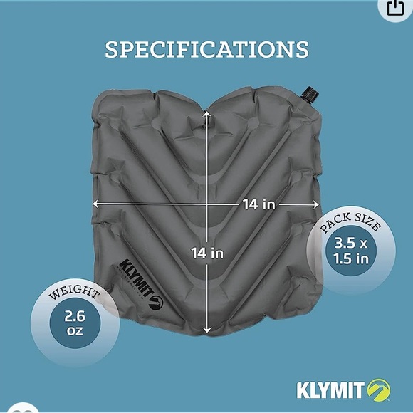 Klymit V Seat, 2 pk Lightweight Inflatable Travel Cushion - Picture 4 of 6